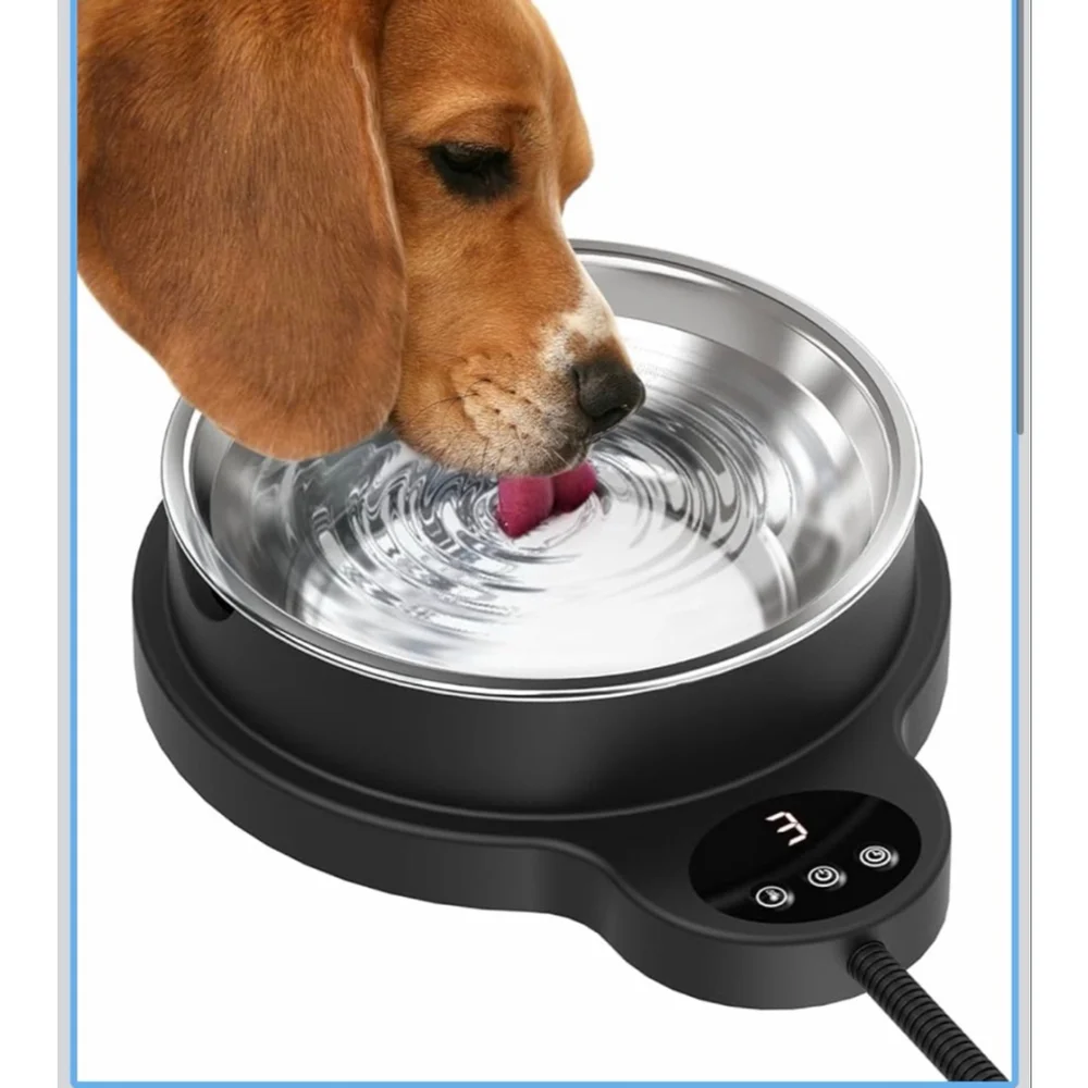 NEW Heated Water Bowl Dog & Cat, 3 Temp Settings 12H Timer Outdoor BPA 50 oz
